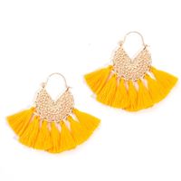 New Geometric Woven Pattern U-shaped Alloy Tassel Earrings sku image 3