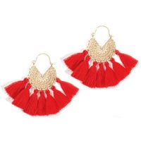 New Geometric Woven Pattern U-shaped Alloy Tassel Earrings sku image 4