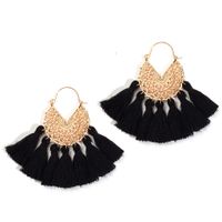 New Geometric Woven Pattern U-shaped Alloy Tassel Earrings sku image 5