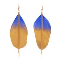 Bohemian Gradient Leaf Chain Alloy Earrings sku image 1