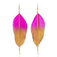 Bohemian Gradient Leaf Chain Alloy Earrings sku image 3