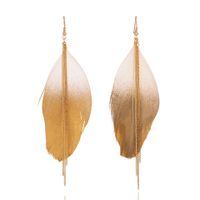 Bohemian Gradient Leaf Chain Alloy Earrings sku image 4