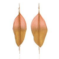 Bohemian Gradient Leaf Chain Alloy Earrings sku image 5