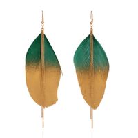 Bohemian Gradient Leaf Chain Alloy Earrings sku image 6