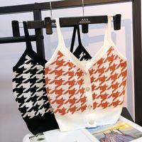 New Fashion Houndstooth Knitted Camisole main image 2