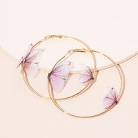 Ig Style Fashion Fabric Butterfly Alloy Hoop Earrings main image 4