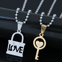 Fashion Stainless Steel Key Lock Necklace sku image 1