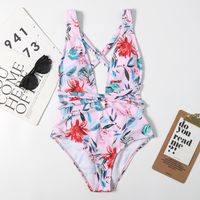 Strappy Printed One-piece Sexy Swimsuit sku image 1