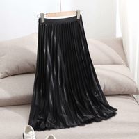 Ins Style Commute Patchwork Pleated Solid Color Maxi Long Dress sku image 1