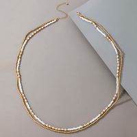 Retro Golden Handmade Round Beaded Necklace sku image 1