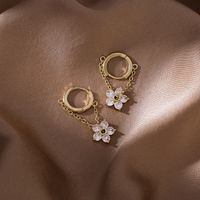 Korean Chain Flower Zircon Earrings main image 3