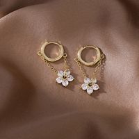 Korean Chain Flower Zircon Earrings main image 4