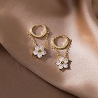 Korean Chain Flower Zircon Earrings main image 5