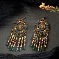 Boho Dripping Oil Beads Tassel Flower Earrings main image 3