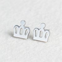 Simple Crown Stainless Steel Earrings sku image 1