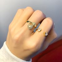 Retro Simple Clover Heart-shaped Open Ring main image 6