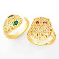 Fashion Lion Head Exaggerated Opening Ring main image 2