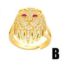 Fashion Lion Head Exaggerated Opening Ring main image 4