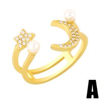 Fashion Pearl Diamond Moon Star Ring main image 3