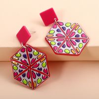Acrylic Geometric Pink Pendant Earrings main image 4