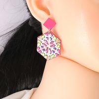 Acrylic Geometric Pink Pendant Earrings main image 6