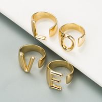 Fashion Copper Plated English Alphabet Open Ring main image 3