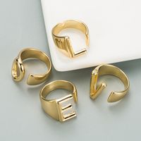 Fashion Copper Plated English Alphabet Open Ring main image 5