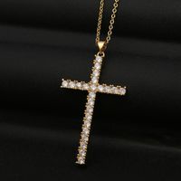 Kupfer Mikro-eingelegte Bunte Zirkon Kreuz Anhänger Halskette main image 4