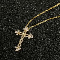 Copper Zircon Pendant Cross Necklace main image 2