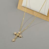 Copper Zircon Pendant Cross Necklace main image 3