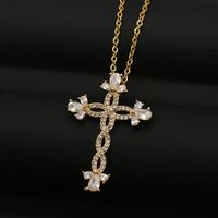 Copper Zircon Pendant Cross Necklace main image 4