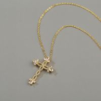 Copper Zircon Pendant Cross Necklace main image 5