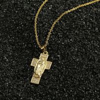Virgin Mary Cross Pendant Copper Zircon Necklace main image 5