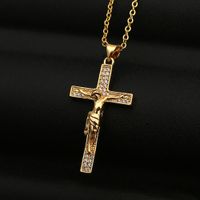 Collier Rétro En Cuivre Avec Pendentif Croix Jésus main image 2