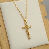Retro Jesus Cross Pendant Copper Necklace main image 4