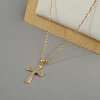 Retro Zircon Cross Copper Necklace main image 3