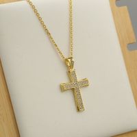 Retro Zircon Cross Copper Necklace main image 4