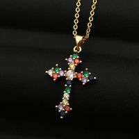 New Cross Pendant Copper Color Zircon Necklace main image 1