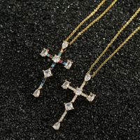 Copper Micro-inlaid Zircon Cross Necklace main image 1