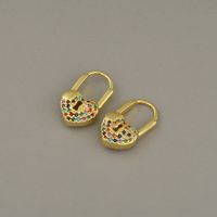 Ins Minimalist Creative Earrings Cross-border Hot Selling Fashion New Small Lock Stud Earrings Copper Fine Zircon-embedded Earrings Female Earrings main image 3