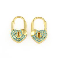 Ins Minimalist Creative Earrings Cross-border Hot Selling Fashion New Small Lock Stud Earrings Copper Fine Zircon-embedded Earrings Female Earrings main image 6
