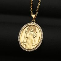 Copper Micro-inlaid Colored Zircon Virgin Mary Pendant Necklace main image 6