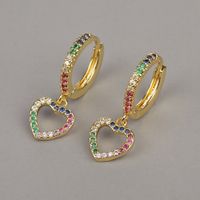 Fashion Copper Color Diamond Love Earrings main image 1