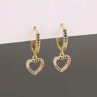 Fashion Copper Color Diamond Love Earrings main image 4