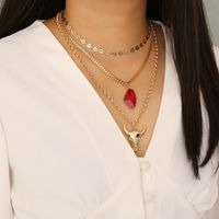 Mehrschichtige Halskette Aus Rotem Kristallbullenkopf main image 1