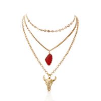 Red Crystal Bull Head Multi-layer Necklace main image 6