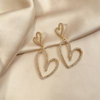 Full Diamond Heart Pendant Earrings main image 4