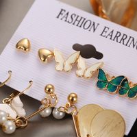 Creative Butterfly Pearl Earrings Set main image 4