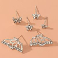 Mode Einfache Diamantbesetzte Schmetterlingssternohrringe Gesetzt main image 5