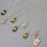 Simple Square Copper Pendant Flat Stone Necklace main image 1